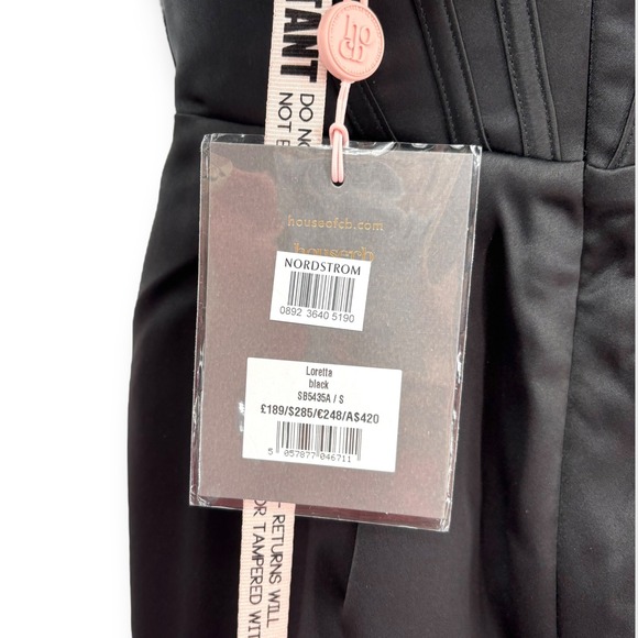 NWT House of CB Loretta Off the Shoulder Satin Corset‎ Dress Black - Size Small - Picture 13 of 15